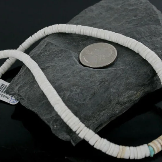 Handmade Certified Authentic Navajo .925 Sterling Silver Spiny Oyster and Turquoise Graduated Heishi Native American Necklace 390715032843