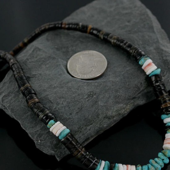 Handmade Certified Authentic Navajo .925 Sterling Silver Spiny Oyster, Turquoise and Graduated Heishi Native American Necklace 390680374969 Handmade Certified Authentic Navajo .925 Sterling Silver Spiny Oyster, Turquoise and Graduated Heishi Native American Necklace 390680374969