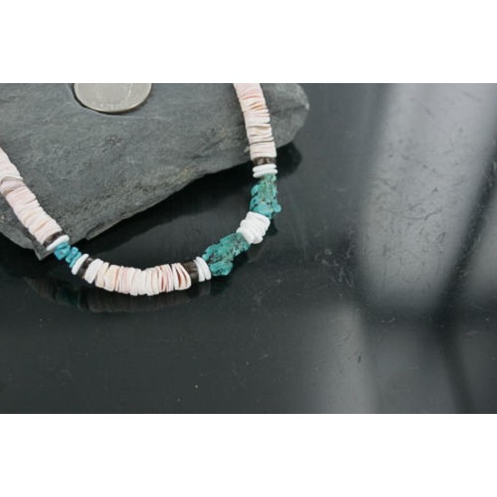 Handmade Certified Authentic Navajo .925 Sterling Silver Spiny Oyster, Turquoise and Graduated Heishi Native American Necklace 390688314868 Handmade Certified Authentic Navajo .925 Sterling Silver Spiny Oyster, Turquoise and Graduated Heishi Native American Necklace 390688314868