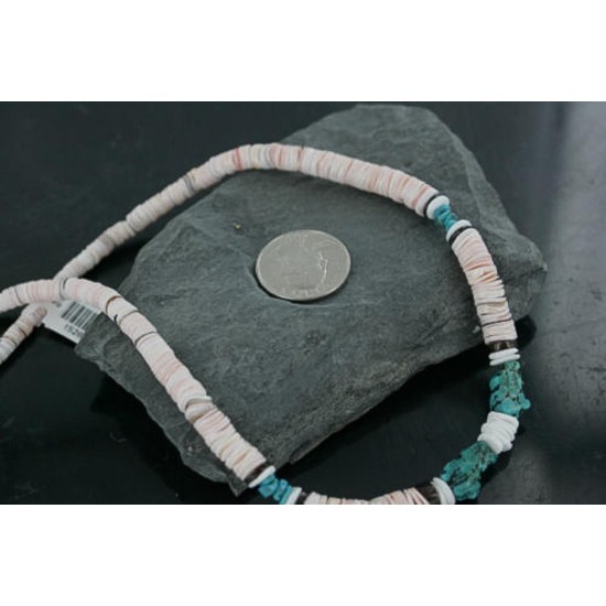 Handmade Certified Authentic Navajo .925 Sterling Silver Spiny Oyster, Turquoise and Graduated Heishi Native American Necklace 390688314868 Handmade Certified Authentic Navajo .925 Sterling Silver Spiny Oyster, Turquoise and Graduated Heishi Native American Necklace 390688314868
