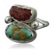 Handmade Certified Authentic Navajo .925 Sterling Silver Stone Mountain Turquoise Coral Native American Ring  390734448094