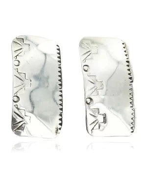 Handmade Certified Authentic Navajo .925 Sterling Silver Stud Native American Earrings 24374 Handmade Certified Authentic Navajo .925 Sterling Silver Stud Native American Earrings 24374