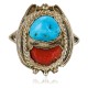 Handmade Certified Authentic Navajo .925 Sterling Silver Turquoise and Coral Native American Ring  371068328700