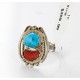Handmade Certified Authentic Navajo .925 Sterling Silver Turquoise and Coral Native American Ring  371068328700