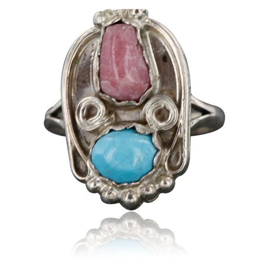 Handmade Certified Authentic Navajo .925 Sterling Silver Turquoise and Jasper Native American Ring  370983640288