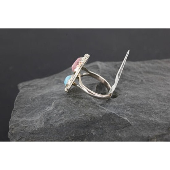 Handmade Certified Authentic Navajo .925 Sterling Silver Turquoise and Jasper Native American Ring 370983640288 Handmade Certified Authentic Navajo .925 Sterling Silver Turquoise and Jasper Native American Ring 370983640288