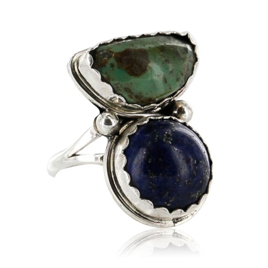 Handmade Certified Authentic Navajo .925 Sterling Silver Turquoise and LAPIS Native American Ring  371060926853