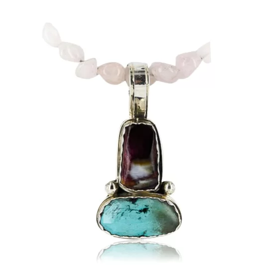 Handmade Certified Authentic Navajo .925 Sterling Silver Turquoise and PURPLE Spiny Oyster Native American Necklace 390851756423 Handmade Certified Authentic Navajo .925 Sterling Silver Turquoise and PURPLE Spiny Oyster Native American Necklace 390851756423
