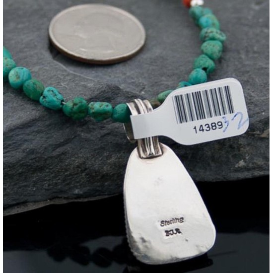 Handmade Certified Authentic Navajo .925 Sterling Silver Turquoise and Spiny Oyster Native American Necklace 390593289491 Handmade Certified Authentic Navajo .925 Sterling Silver Turquoise and Spiny Oyster Native American Necklace 390593289491