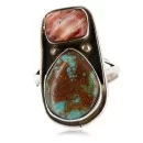 Handmade Certified Authentic Navajo .925 Sterling Silver Turquoise and Spiny Oyster Native American Ring  371010564338
