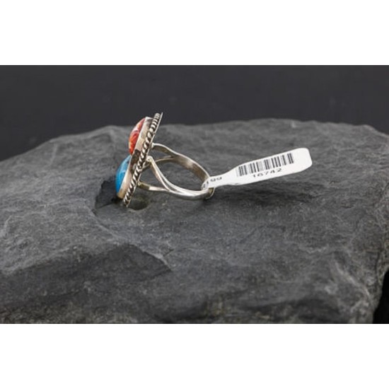 Handmade Certified Authentic Navajo .925 Sterling Silver Turquoise and Spiny Oyster Native American Ring 390743358907 Handmade Certified Authentic Navajo .925 Sterling Silver Turquoise and Spiny Oyster Native American Ring 390743358907
