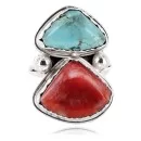 Handmade Certified Authentic Navajo .925 Sterling Silver Turquoise and Spiny Oyster Native American Ring  390839318225