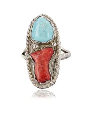 Handmade Certified Authentic Navajo .925 Sterling Silver Turquoise and Spiny Oyster Native American Ring 390842279163 Handmade Certified Authentic Navajo .925 Sterling Silver Turquoise and Spiny Oyster Native American Ring 390842279163