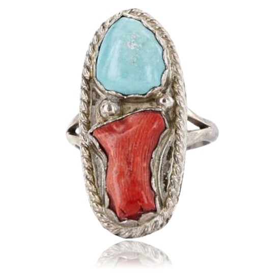 Handmade Certified Authentic Navajo .925 Sterling Silver Turquoise and Spiny Oyster Native American Ring 390842279163 Handmade Certified Authentic Navajo .925 Sterling Silver Turquoise and Spiny Oyster Native American Ring 390842279163