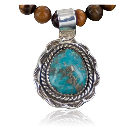 Handmade Certified Authentic Navajo .925 Sterling Silver Turquoise and Tigers Eye Native American Necklace & Pendant 370892779372 Handmade Certified Authentic Navajo .925 Sterling Silver Turquoise and Tigers Eye Native American Necklace & Pendant 370892779372