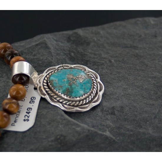 Handmade Certified Authentic Navajo .925 Sterling Silver Turquoise and Tigers Eye Native American Necklace & Pendant 370892779372 Handmade Certified Authentic Navajo .925 Sterling Silver Turquoise and Tigers Eye Native American Necklace & Pendant 370892779372