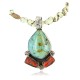 Handmade Certified Authentic Navajo .925 Sterling Silver Turquoise, Gaspeite and Coral Native American Necklace 390851652619