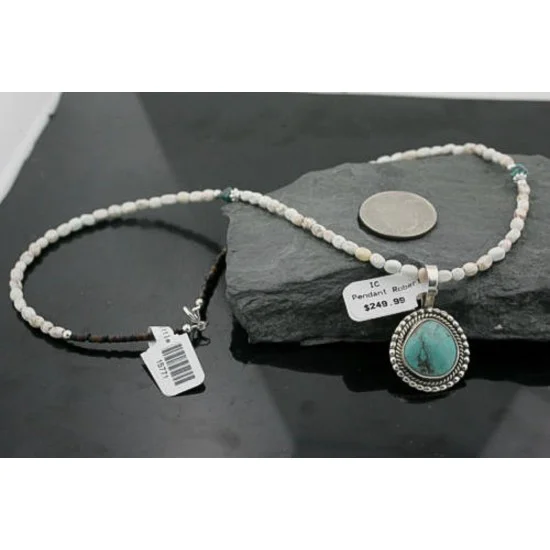 Handmade Certified Authentic Navajo .925 Sterling Silver Turquoise Native American Necklace 370970386601