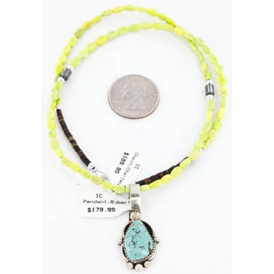 Handmade Certified Authentic Navajo .925 Sterling Silver Turquoise Native American Necklace 371020868767