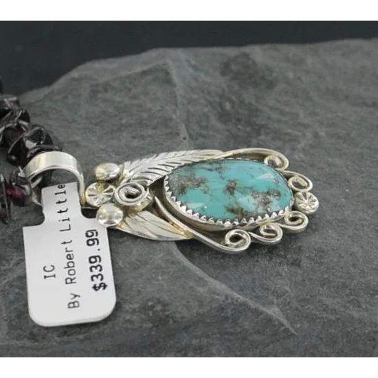 Handmade Certified Authentic Navajo .925 Sterling Silver Turquoise Native American Necklace 390670769019
