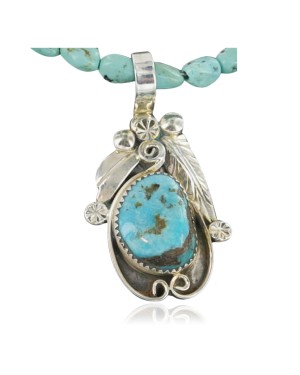 Handmade Certified Authentic Navajo .925 Sterling Silver Turquoise Native American Necklace 390673583619