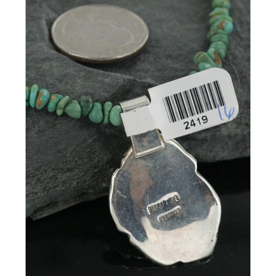 Handmade Certified Authentic Navajo .925 Sterling Silver Turquoise Native American Necklace & Pendant 370923819892 Handmade Certified Authentic Navajo .925 Sterling Silver Turquoise Native American Necklace & Pendant 370923819892