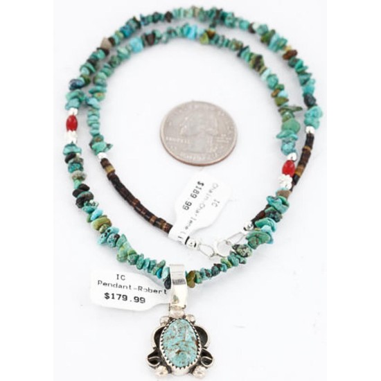 Handmade Certified Authentic Navajo .925 Sterling Silver Turquoise Native American Necklace & Pendant 371017063775 Handmade Certified Authentic Navajo .925 Sterling Silver Turquoise Native American Necklace & Pendant 371017063775