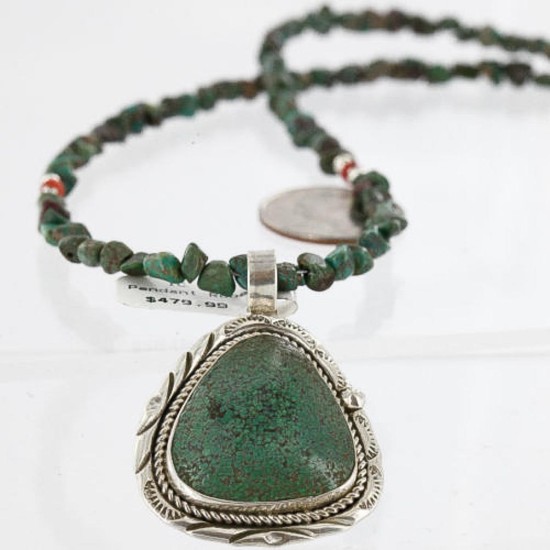 Handmade Certified Authentic Navajo .925 Sterling Silver Turquoise Native American Necklace & Pendant 390751176396 Handmade Certified Authentic Navajo .925 Sterling Silver Turquoise Native American Necklace & Pendant 390751176396