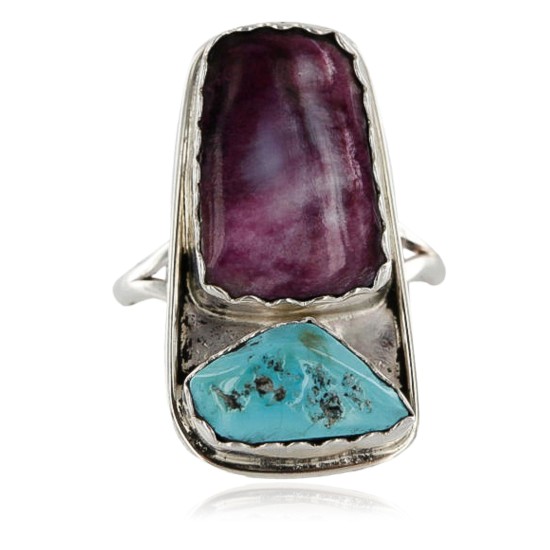 Handmade Certified Authentic Navajo .925 Sterling Silver Turquoise PURPLE SPINY Oyster Native American Ring  371059548000