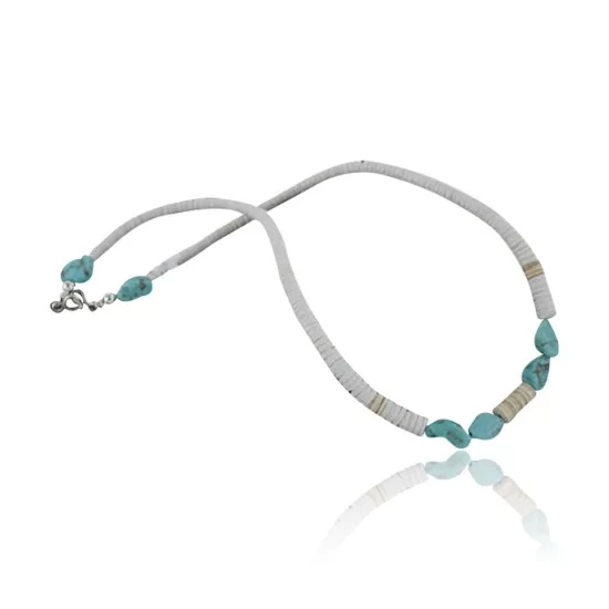 Handmade Certified Authentic Navajo .925 Sterling Silver Turquoise Spiny Oyster and Graduated Heishi Native American Necklace 390680419065 Handmade Certified Authentic Navajo .925 Sterling Silver Turquoise Spiny Oyster and Graduated Heishi Native American Necklace 390680419065