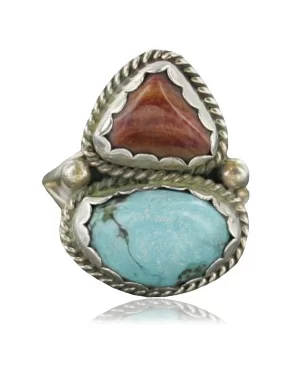 Handmade Certified Authentic Navajo .925 Sterling Silver Turquoise Spiny Oyster Native American Ring 370915313774 Handmade Certified Authentic Navajo .925 Sterling Silver Turquoise Spiny Oyster Native American Ring 370915313774
