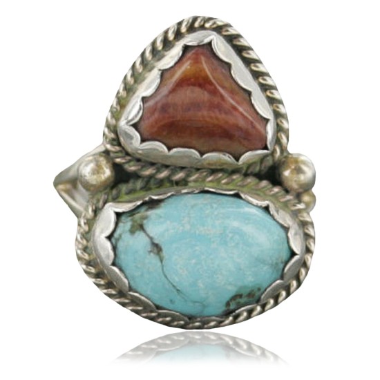Handmade Certified Authentic Navajo .925 Sterling Silver Turquoise Spiny Oyster Native American Ring  370915313774