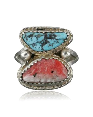 Handmade Certified Authentic Navajo .925 Sterling Silver Turquoise Spiny Oyster Native American Ring 370958859865 Handmade Certified Authentic Navajo .925 Sterling Silver Turquoise Spiny Oyster Native American Ring 370958859865