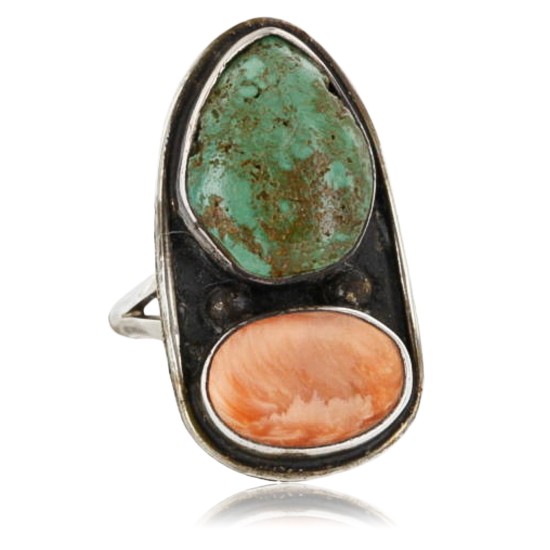 Handmade Certified Authentic Navajo .925 Sterling Silver Turquoise Spiny Oyster Native American Ring  370985198935