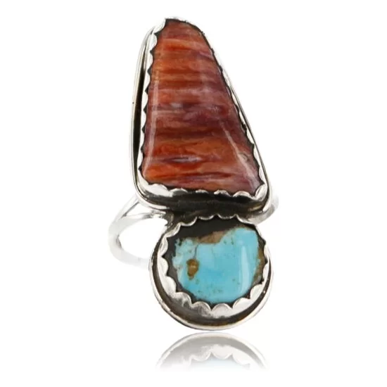 Handmade Certified Authentic Navajo .925 Sterling Silver Turquoise Spiny Oyster Native American Ring 370996028316 Handmade Certified Authentic Navajo .925 Sterling Silver Turquoise Spiny Oyster Native American Ring 370996028316