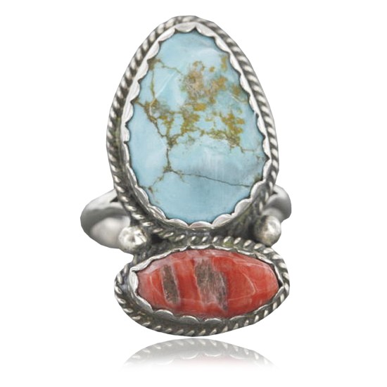 Handmade Certified Authentic Navajo .925 Sterling Silver Turquoise Spiny Oyster Native American Ring  390741450904