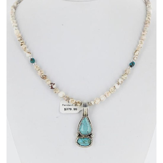 Handmade Certified Authentic Navajo .925 Sterling Silver White and Turquoise Native American Necklace 371077430946 Handmade Certified Authentic Navajo .925 Sterling Silver White and Turquoise Native American Necklace 371077430946
