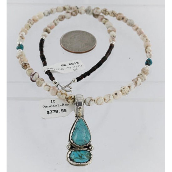 Handmade Certified Authentic Navajo .925 Sterling Silver White and Turquoise Native American Necklace 371077430946 Handmade Certified Authentic Navajo .925 Sterling Silver White and Turquoise Native American Necklace 371077430946