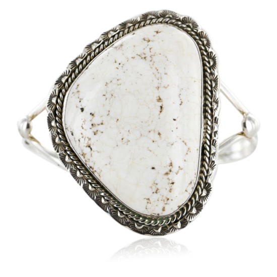 Handmade Certified Authentic Navajo .925 Sterling Silver WHITE Buffalo Turquoise Native American Bracelet 12647 Handmade Certified Authentic Navajo .925 Sterling Silver WHITE Buffalo Turquoise Native American Bracelet 12647