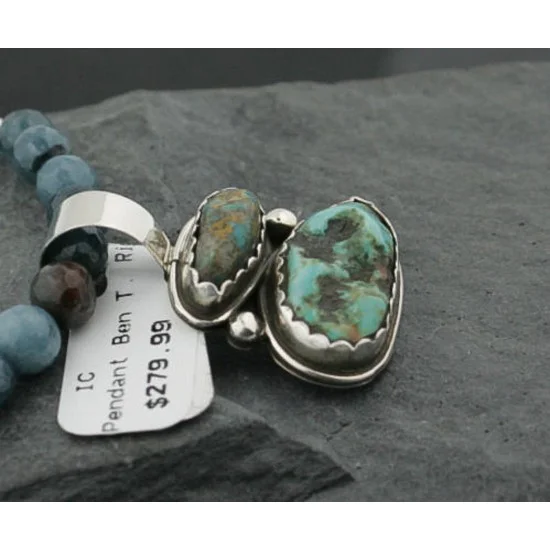 Handmade Certified Authentic Navajo .925 Sterling SilverONE Mountain and Turquoise Native American Necklace 390731765385