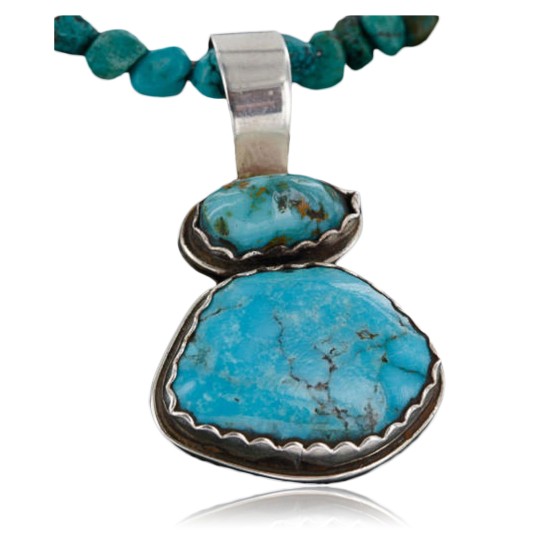 Handmade Certified Authentic Navajo .925 Sterling SilverONE Mountain and Turquoise Native American Necklace 390745950721