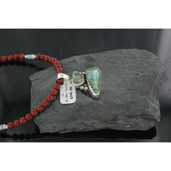 Handmade Certified Authentic Navajo CARICO and Turquoise Native American Necklace 390675643197 Handmade Certified Authentic Navajo CARICO and Turquoise Native American Necklace 390675643197