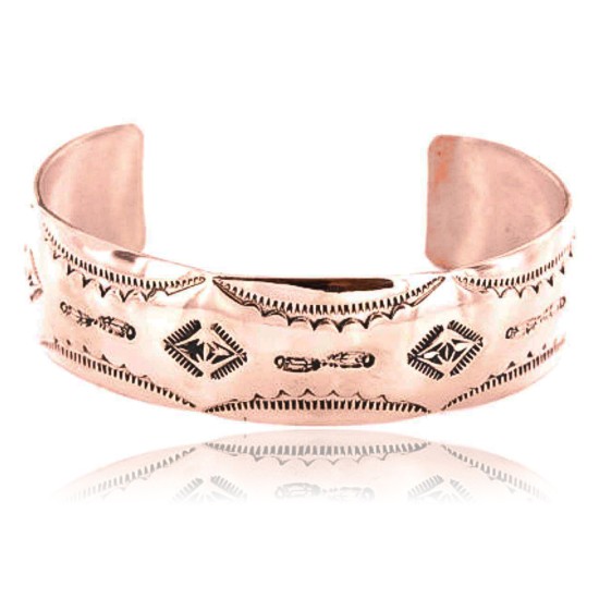 Handmade Certified Authentic Navajo Hand Stamped Handmade Copper Native American Bracelet 390789039213