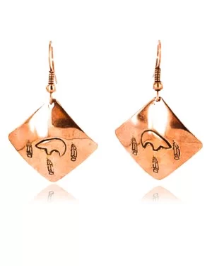 Handmade Certified Authentic Navajo Handstamped Bear Handmade Copper Native American Earrings 371052467330