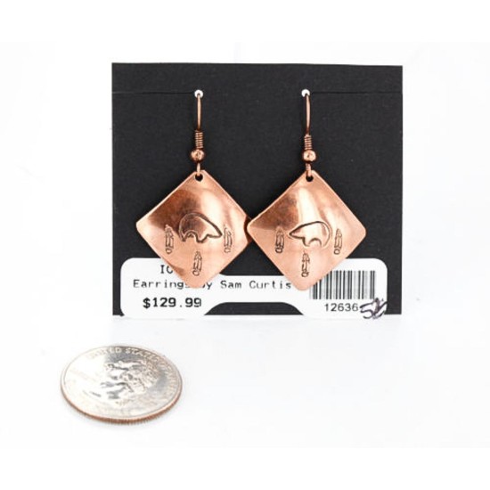 Handmade Certified Authentic Navajo Handstamped Bear Handmade Copper Native American Earrings 390834784411 All Products 390834784411 390834784411 (by LomaSiiva)