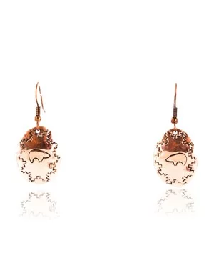 Handmade Certified Authentic Navajo Handstamped Bear Handmade Copper Native American Earrings 390834863378