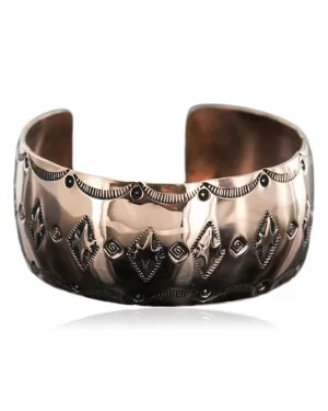 Handmade Certified Authentic Navajo Handstamped Copper Native American Bracelet 12700-5