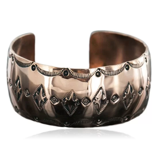 Handmade Certified Authentic Navajo Handstamped Copper Native American Bracelet 12700-5 Handmade Certified Authentic Navajo Handstamped Copper Native American Bracelet 12700-5