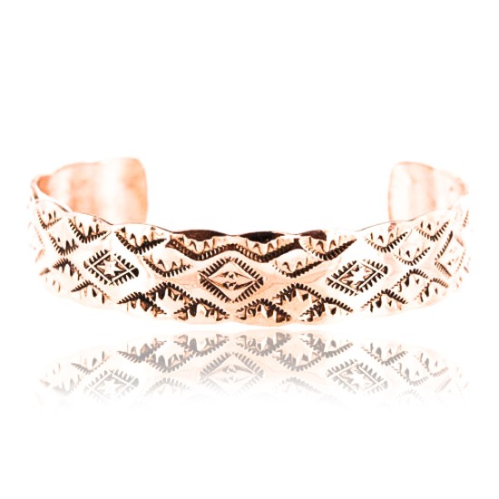 Handmade Certified Authentic Navajo Handstamped Handmade Copper Native American Bracelet 371010420204 Handmade Certified Authentic Navajo Handstamped Handmade Copper Native American Bracelet 371010420204