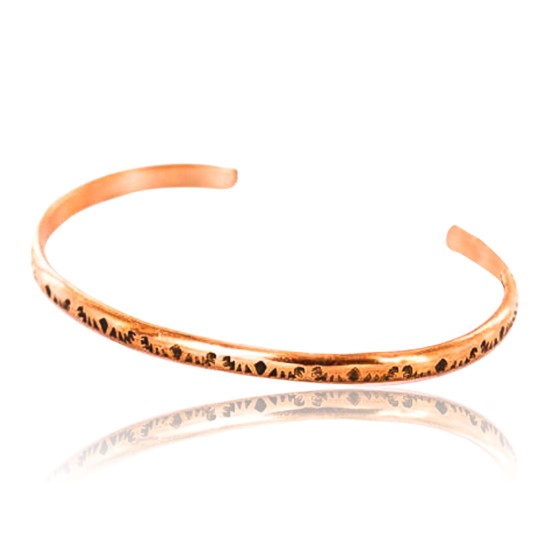 Handmade Certified Authentic Navajo Handstamped Handmade Copper Native American Bracelet 371051617808